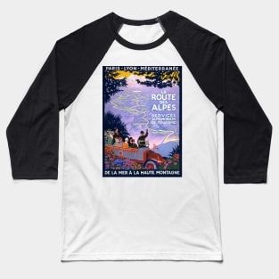 Vintage Travel Poster France La Route des Alpes 1920s Baseball T-Shirt